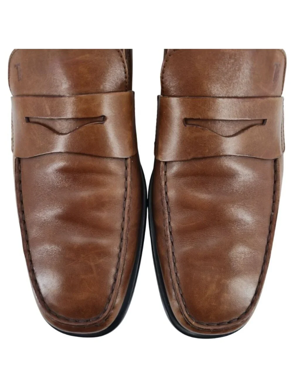 Tods Italy Mens Size 9.5 Light Brown Leather Dress Casual Shoes Penny Loafers - Picture 11 of 11